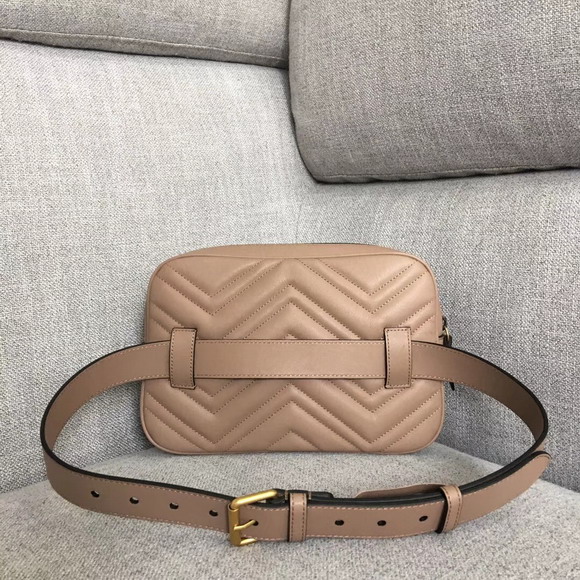 Gucci GG Marmont Matelasse Belt Bag For Men Nude