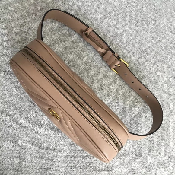 Gucci GG Marmont Matelasse Belt Bag For Men Nude