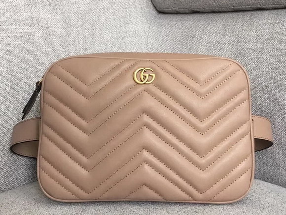 Gucci GG Marmont Matelasse Belt Bag For Men Nude