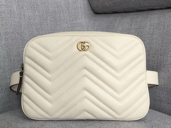 Gucci GG Marmont Matelasse Belt Bag For Men White