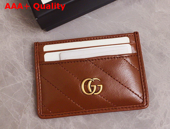 Gucci GG Marmont Matelasse Card Case in Brown Diagonal Matelasse Leather 443127 Replica