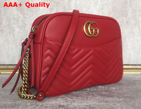 Gucci GG Marmont Matelasse Chevron Leather Shoulder Bag in Red Matelasse Chevron Leather Replica