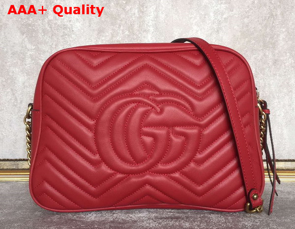 Gucci GG Marmont Matelasse Chevron Leather Shoulder Bag in Red Matelasse Chevron Leather Replica