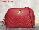 Gucci GG Marmont Matelasse Chevron Leather Shoulder Bag in Red Matelasse Chevron Leather Replica