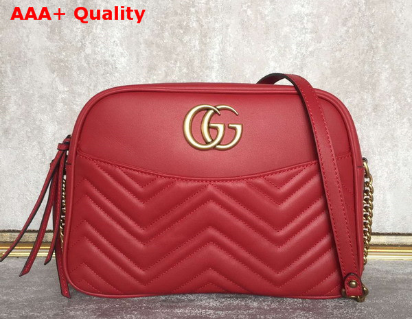 Gucci GG Marmont Matelasse Chevron Leather Shoulder Bag in Red Matelasse Chevron Leather Replica