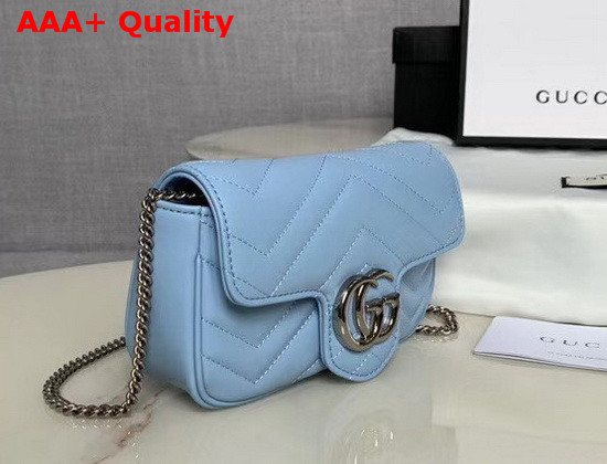 Gucci GG Marmont Matelasse Leather Super Mini Bag Pastel Blue Leather 476433 Replica