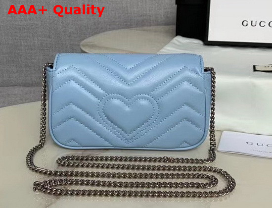 Gucci GG Marmont Matelasse Leather Super Mini Bag Pastel Blue Leather 476433 Replica