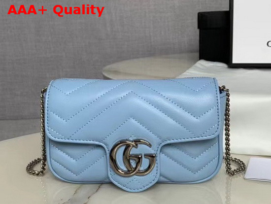 Gucci GG Marmont Matelasse Leather Super Mini Bag Pastel Blue Leather 476433 Replica