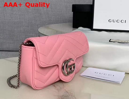 Gucci GG Marmont Matelasse Leather Super Mini Bag Pastel Pink Leather 476433 Replica