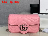 Gucci GG Marmont Matelasse Leather Super Mini Bag Pastel Pink Leather 476433 Replica