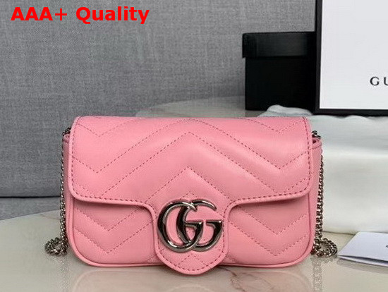 Gucci GG Marmont Matelasse Leather Super Mini Bag Pastel Pink Leather 476433 Replica