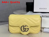 Gucci GG Marmont Matelasse Leather Super Mini Bag Pastel Yellow Leather 476433 Replica