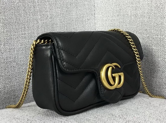 Gucci GG Marmont Matelasse Leather Super Mini Bag in Black