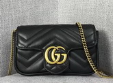 Gucci GG Marmont Matelasse Leather Super Mini Bag in Black