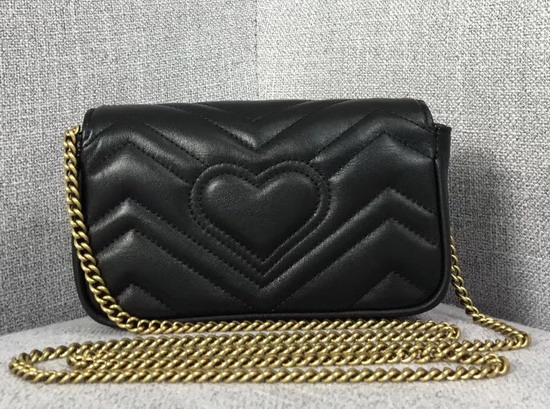 Gucci GG Marmont Matelasse Leather Super Mini Bag in Black