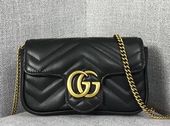 Gucci GG Marmont Matelasse Leather Super Mini Bag in Black