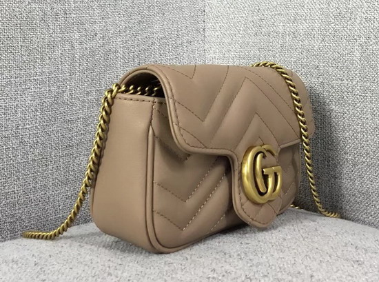 Gucci GG Marmont Matelasse Leather Super Mini Bag in Dusty Pink