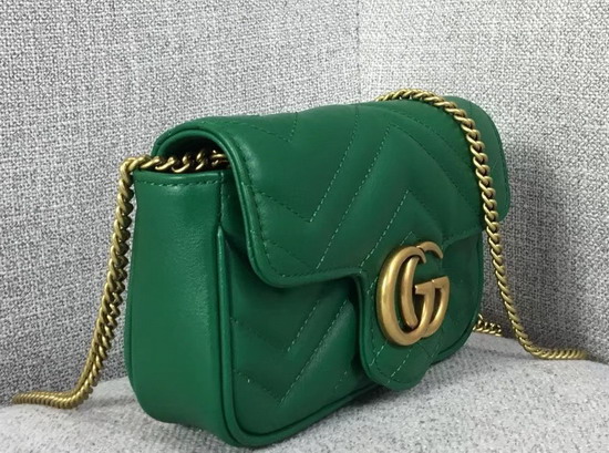 Gucci GG Marmont Matelasse Leather Super Mini Bag in Green