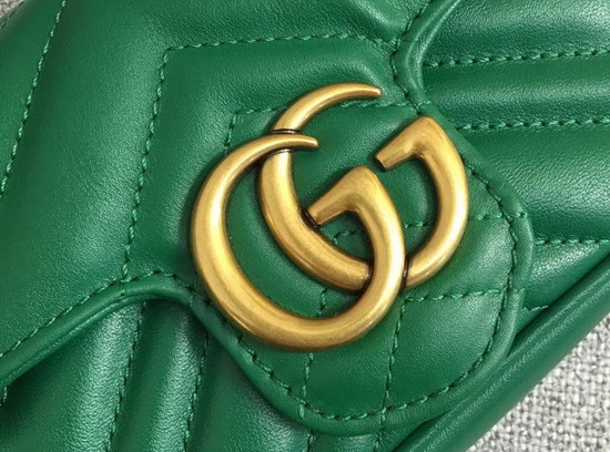 Gucci GG Marmont Matelasse Leather Super Mini Bag in Green