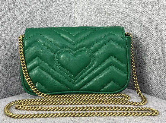 Gucci GG Marmont Matelasse Leather Super Mini Bag in Green