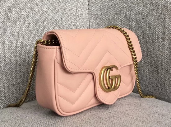 Gucci GG Marmont Matelasse Leather Super Mini Bag in Pink