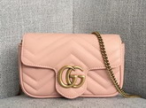 Gucci GG Marmont Matelasse Leather Super Mini Bag in Pink