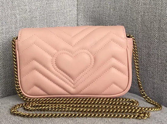 Gucci GG Marmont Matelasse Leather Super Mini Bag in Pink