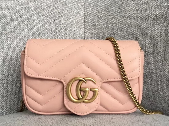 Gucci GG Marmont Matelasse Leather Super Mini Bag in Pink