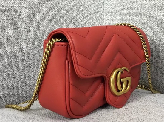 Gucci GG Marmont Matelasse Leather Super Mini Bag in Red