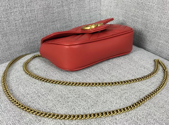 Gucci GG Marmont Matelasse Leather Super Mini Bag in Red