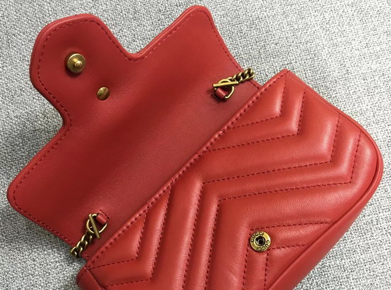 Gucci GG Marmont Matelasse Leather Super Mini Bag in Red