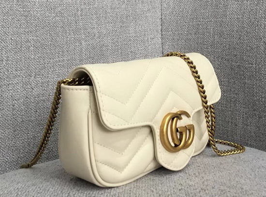 Gucci GG Marmont Matelasse Leather Super Mini Bag in White