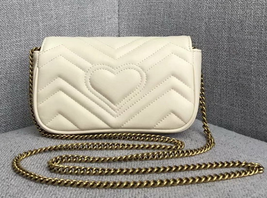 Gucci GG Marmont Matelasse Leather Super Mini Bag in White