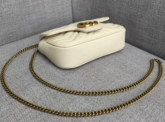 Gucci GG Marmont Matelasse Leather Super Mini Bag in White