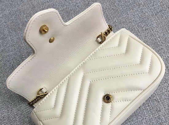 Gucci GG Marmont Matelasse Leather Super Mini Bag in White