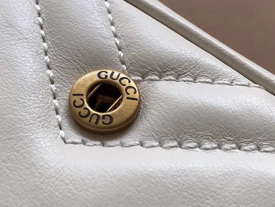 Gucci GG Marmont Matelasse Leather Super Mini Bag in White Chevron Leather 476433 Replica