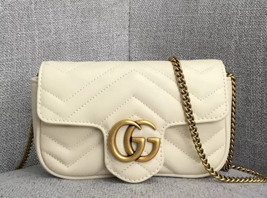 Gucci GG Marmont Matelasse Leather Super Mini Bag in White