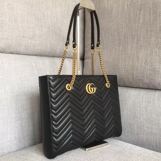 Gucci Gg Marmont Matelasse Medium Tote in Black 524578