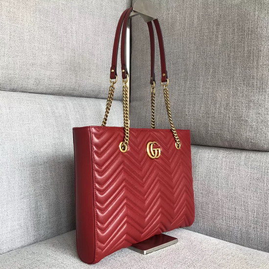 Gucci Gg Marmont Matelasse Medium Tote in Red 524578