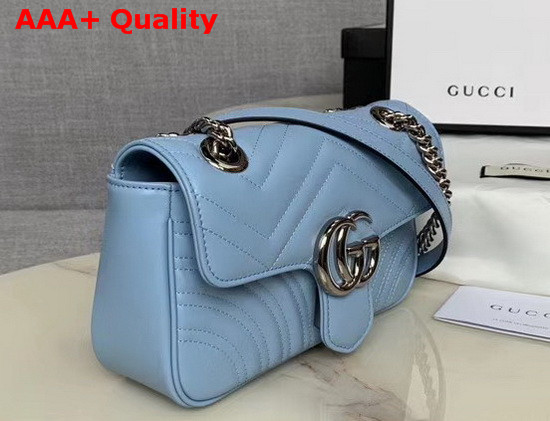 Gucci GG Marmont Matelasse Mini Bag Pastel Blue Leather 446744 Replica