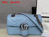 Gucci GG Marmont Matelasse Mini Bag Pastel Blue Leather 446744 Replica