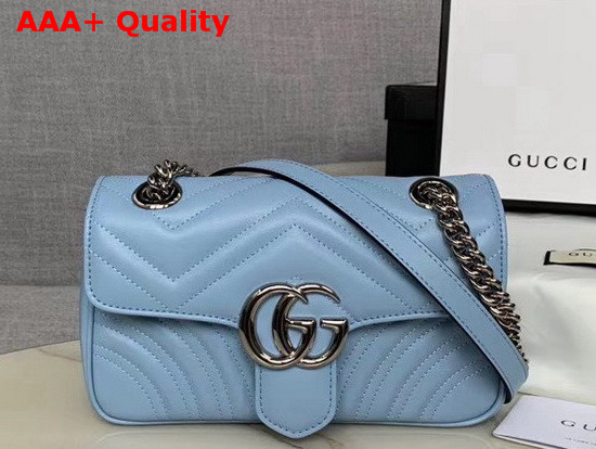 Gucci GG Marmont Matelasse Mini Bag Pastel Blue Leather 446744 Replica