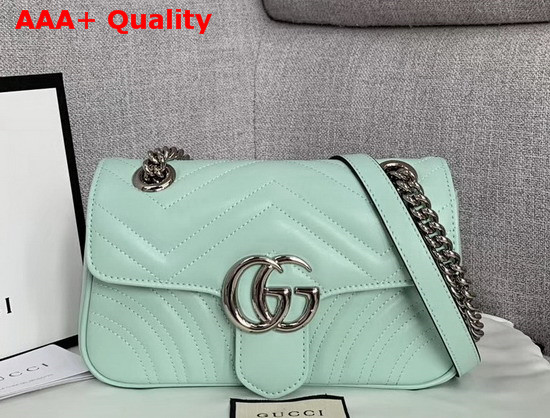 Gucci GG Marmont Matelasse Mini Bag Pastel Green Leather 446744 Replica