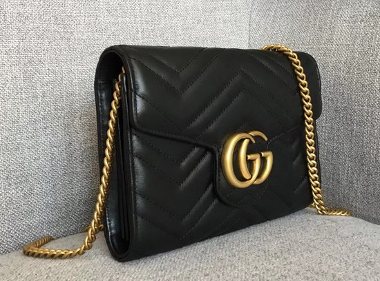 Gucci GG Marmont Matelasse Mini Bag in Black Leather