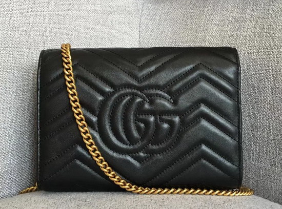 Gucci GG Marmont Matelasse Mini Bag in Black Leather