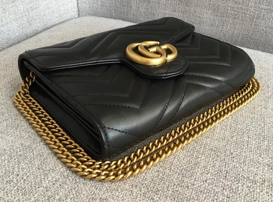 Gucci GG Marmont Matelasse Mini Bag in Black Leather