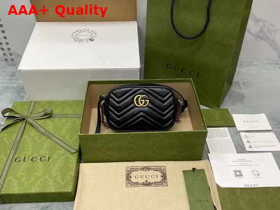 Gucci GG Marmont Matelasse Mini Bag in Black Leather 448065 Replica