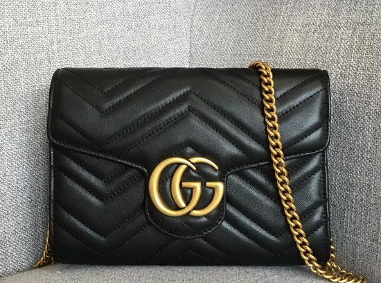 Gucci GG Marmont Matelasse Mini Bag in Black Leather