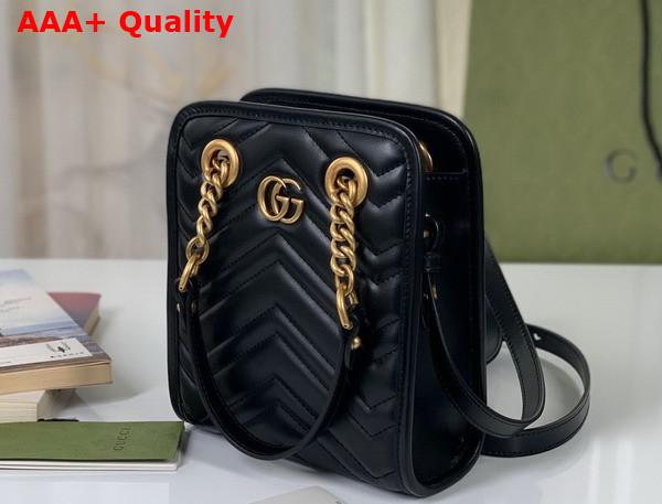 Gucci GG Marmont Matelasse Mini Bag in Black Matelasse Chevron Leather 696123 Replica