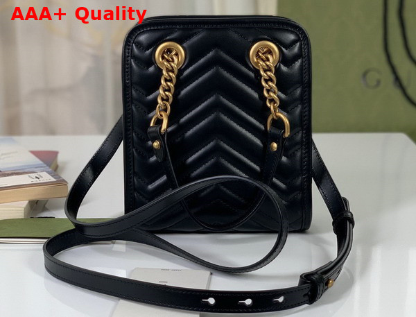 Gucci GG Marmont Matelasse Mini Bag in Black Matelasse Chevron Leather 696123 Replica